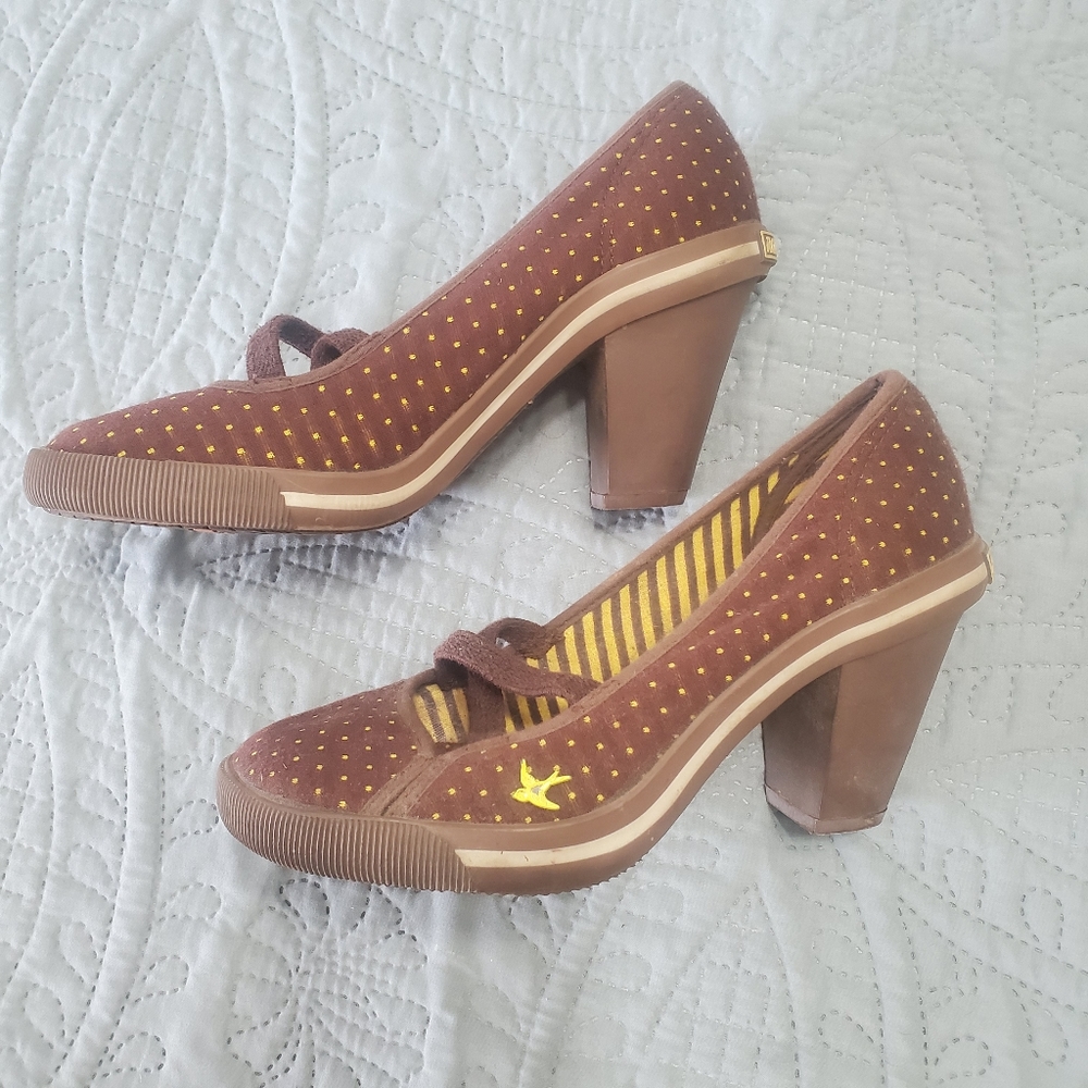 Rockabilly Vegan polka dot sneaker heels
